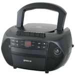 GROOV-E TRADITIONAL BOOMBOX CD CASSETTE PLAYER WITH FM RADIO - BLACK - GVPS833