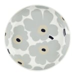 Marimekko - Unikko tallerken 20,5 cm hvit/grå/sand/mørkblå
