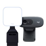 Logitech HD Webcam C270 + Litra Glow Premium Streaming Light with TrueSoft - Grey