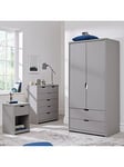 Very Home Aspen 3 Piece Package - 2 Door, 2 Drawer Wardrobe, 4 + 2 Chest And Bedside Table - Grey Oak Effect
