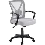 Yaheetech Chaise de Bureau Ergonomique Fauteuil Bureau Pivotant en Maille Respirant Support Lombaire Réglable Gris clair