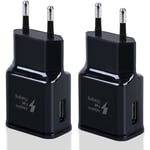 Svart kompatibel laddare 2-pack snabb USB-laddningsadapter för Samsung S22/S21/S20/S10/S10E/S6/S7/S8/S9/Edge/Plus/Active/A72/A53 5G-Xin