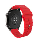YOUZHIXUAN Smart watch series 20mm For Huawei GT2 42mm Huami Mi Dynamic Youth Edition Reverse Buckle Wavy Silicone Strap(Black) (Color : Red)