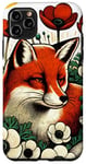 Coque pour iPhone 11 Pro Max Red Fox Art Fleurs anémone coquelicot