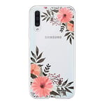 Evetane - Coque Silicone Compatible Samsung Galaxy A50 - Protection Intégrale 360, Fine et Transparente - Coque Avant & Arrière - Haute Résistance - Fleurs Roses