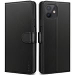 Vakoo iPhone 12 Mini Case, iPhone 12 Mini Phone Case, Premium PU Leather Wallet Flip Protective Phone Case for iPhone 12 Mini Cover (5.4'') - Black