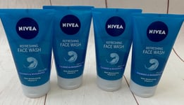 NIVEA Refreshing Facial Wash, Cleanses & Invigorates with Vit E, 4 x 150ml