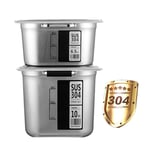 Cereal Container, Flour Storage Containers, Cereal Container 304 Stainless Steel Food Storage Bucket with Lids, Rice Storge Bin for Pantry, 6.5/10kg, Anti Fingerprint, Easy to Clean