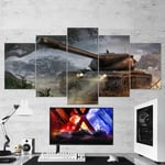 Wall art picture 5 pieces Modern Painting Prints on canvas World of Tanks Heavy Tank T57 For Living Room Decoration Poster 150 x 80cm Frame
