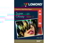 Sourcing Lomond Premium Photo Paper Super Glossy 260 G/M2 A4, 20 Sheets, Bright