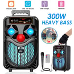 8inch Portable Wireless Bluetooth Speaker Party Bass Karaoke Microphone FM TWS