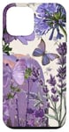 Coque pour iPhone 12 mini Violet Aethetics Fleur de lavande violette et papillon