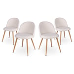 Mc Haus - Pack 4 chaises luna design nordique blanc salle manger 49x46x76cm