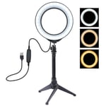 AJH 6 inch Desk Ring Light with Tripod Stand, 3 Light Modes, 10 Brightness Level, Portable Desktop Dimmable LED Selfie Fill Light for Vlogging, YouTube Video, Makeup and Live Stream