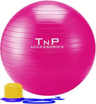 TNP Accessories EXERCISE GYM YOGA SWISS BALL FITNESS PREGNANCY BIRTHING ANTI BURST BALLS 55CM / 65CM / 85CM + FOOT PUMP (Pink, 85cm)
