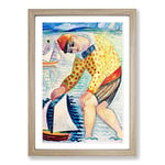 Big Box Art Isaac Grunewald Boy with Toy Boat Framed Wall Art Picture Print Ready to Hang, Oak A2 (62 x 45 cm)