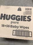 Huggies Pure, Baby Wipes, 18 Packs (1008 Wipes Total) - 56 count (Pack of 18) 