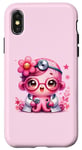Coque pour iPhone X/XS Fond rose avec jolie pieuvre Docteur en rose