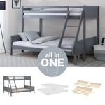 Cadre Lit Superposé enfant 90 140 x200 2 Matelas mezzanine 2 Places Homestyle4u