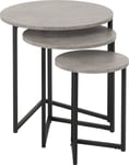 ATHENS ROUND CONCRETE EFFECT / BLACK NEST OF 3 TABLES