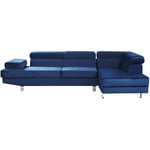 Canapé d'Angle Design en Velours Bleu avec Appuis-têtes Réglables pour Salon Moderne Beliani