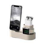 [Ander Online] (Support de chargement unique, câble de données non inclus) Support de chargement trois-en-un, adapté pour iPhone, Apple Watch, AirPods (blanc cassé)
