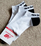 3 LARGE : NEW BALANCE Trainer NO SHOW White Flat Knit 9-11 LOW CUT SOCKS shelf32