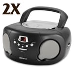 2X GROOVE GVPS733 BOOMBOX PORTABLE CD PLAYER RADIO/AUX IN/HEADPHONE JACK - BLACK
