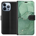 Apple iPhone 13 Pro Sort Tegnebogsetui Grön Marmor