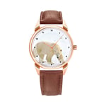 Men's Watches Fashion Quartz Business Waterproof Luminous Watch Men's Brown Leather Watch Polar Bear on Snow Wrist Watch