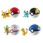 4 Pcs Pokemon Throw N Pop Poke Ball med actionfigur leksaksset