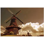 Windmills in The Netherlands Building Nature Landscape Wall Art Poster Canvas Painting Print Home Wall Decor -24X32 Inch No Frame 1 Pcs