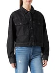 Urban Classics Women's Ladies Short Oversized Denim Jacket, Black Stone Washed, M