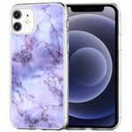Verco Mobile Phone Case for iPhone 12 Mini Case, Premium Pattern Mobile Phone Cover for Apple iPhone 12 Mini Case, Soft Flexible TPU Case (5.4 Inches), Purple Marble