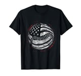 USA Stars and Stripes Baseball Icon Distressed Graphic T-Shirt