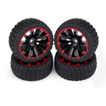 RC Car Tires, 4pcs/set Tires Rubber Tyre Racing Off-Road Vehicle Wheel Rim for RC 1:10 Car Part(Grain Pattern)