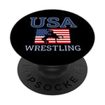 US American Wrestling Team Wrestler Athlete USA Flag Gift PopSockets Support et Grip pour Smartphones et Tablettes