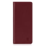 32nd Classic Series 2.0 - Real Leather Book Wallet Flip Case Cover For Motorola Moto Edge, Real Leather Design With Card Slot, Magnetic Closure and Built In Stand - Burgundy