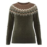 FJALLRAVEN Women's Övik Knit Sweater W. Jersey, Deep Forest, S