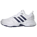 adidas Men's Strutter Fitness and exercise sneakers Man, Blanc Bleu Foncã Argent Mat, 6.5 UK