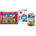 Ravensburger- Puzzle 100 pièces XXL-Super Mario Fun Brothers Enfant, 4005556129928, 1000 Pezzi & Puzzle 3D 54 pièces Pot à Crayons-Super Mario Brothers Enfant, 4005556112555