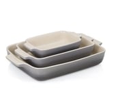 Le Creuset Classic 3 Piece Rectangular Dish Set -Flint Grey