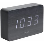 Horloge réveil en bois Square - H. 10 cm - 15 x 4 x 10 - Noir