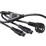 ACT Câble d'alimentation 3 Broches 1,80 m CEE7/7 + 2 câbles C5 Y C5 Câble C5 Câble d'alimentation Type F pour Ordinateur Portable Chargeur - AK5208