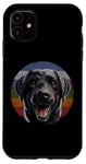 Coque pour iPhone 11 Labrador retriever vintage noir rétro chien de laboratoire noir maman papa