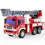 GizmoVine Fire Engine Toys, Fire truck toy for 2 Year Olds, 1:16 scale Kids toys with Light Sound Extending Ladder, Friction Powered Firetruck for 3 4 5 6 7 8 year olds, Birthday Christmas Party Gift
