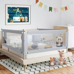 Uisebrt - Barrière de lit, protection antichute, barrière de lit pour enfant, barrière de lit bébé réglable en hauteur, barrière de lit pliable,