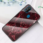 Samsung Galaxy M21/M30s - Hybrid cover med bagside af Hærdet glas - Marmor Design - Rød