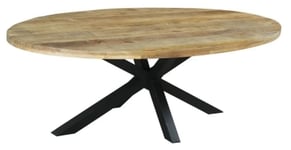 Fargo 10 Seater Industrial Oval Dining Table - Rustic Mango Wood With Black Spider Legs