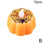Halloween Pumpkin Flickering Led Lights Flameless Candle B 12pcs Spider